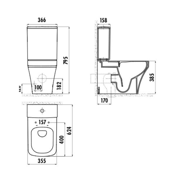 Σετ λεκάνη Solo Rim Off  Χ.Π. Universal BW SO3610